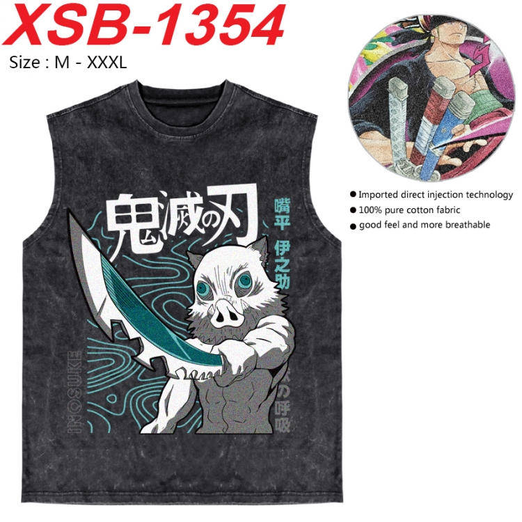 Demon Slayer Kimets Anime pure cotton wash vest T-shirt 250g M-3XL 