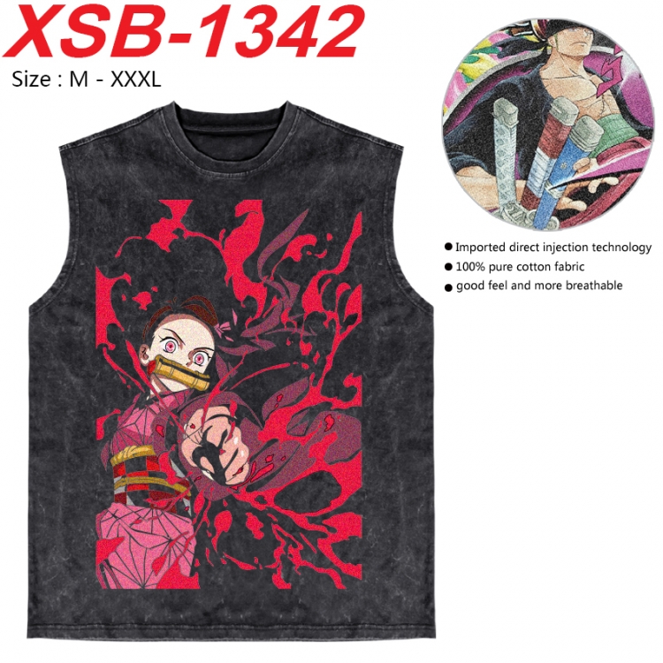 Demon Slayer Kimets Anime pure cotton wash vest T-shirt 250g M-3XL 