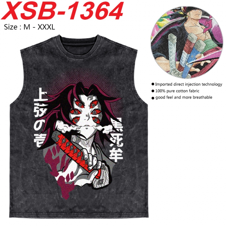 Demon Slayer Kimets Anime pure cotton wash vest T-shirt 250g M-3XL 