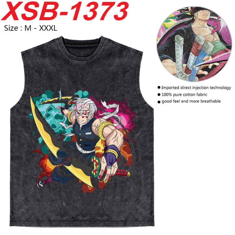 Demon Slayer Kimets Anime pure cotton wash vest T-shirt 250g M-3XL 