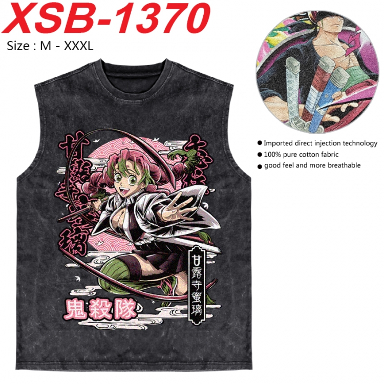 Demon Slayer Kimets Anime pure cotton wash vest T-shirt 250g M-3XL 