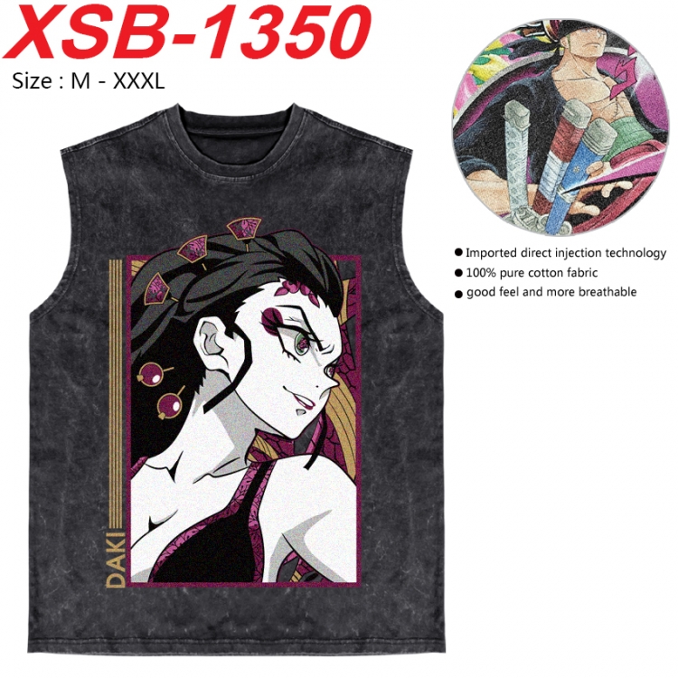 Demon Slayer Kimets Anime pure cotton wash vest T-shirt 250g M-3XL 