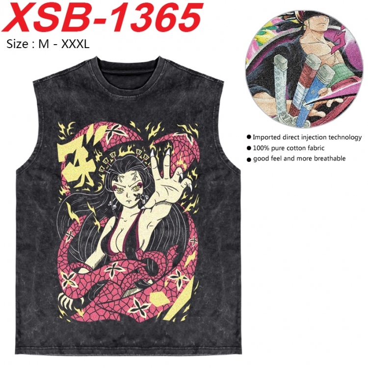 Demon Slayer Kimets Anime pure cotton wash vest T-shirt 250g M-3XL 