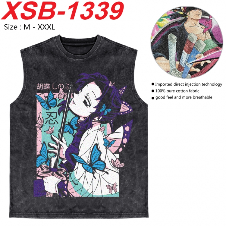 Demon Slayer Kimets Anime pure cotton wash vest T-shirt 250g M-3XL 