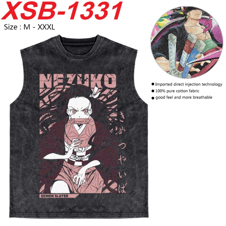 Demon Slayer Kimets Anime pure cotton wash vest T-shirt 250g M-3XL 