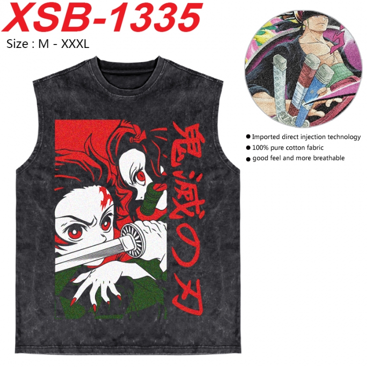 Demon Slayer Kimets Anime pure cotton wash vest T-shirt 250g M-3XL 