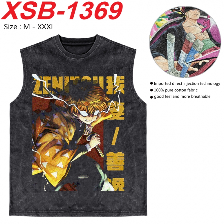 Demon Slayer Kimets Anime pure cotton wash vest T-shirt 250g M-3XL 