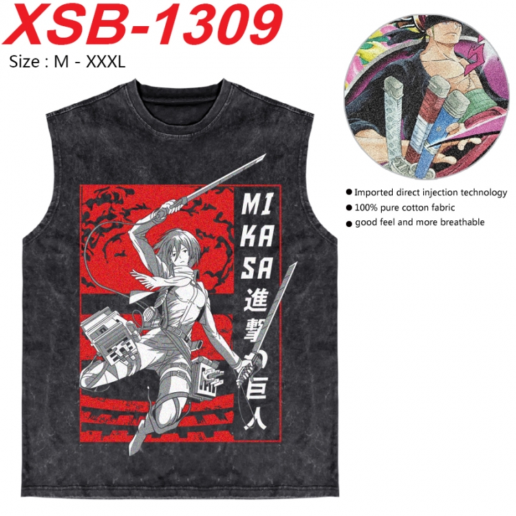 Shingeki no Kyojin Anime pure cotton wash vest T-shirt 250g M-3XL 