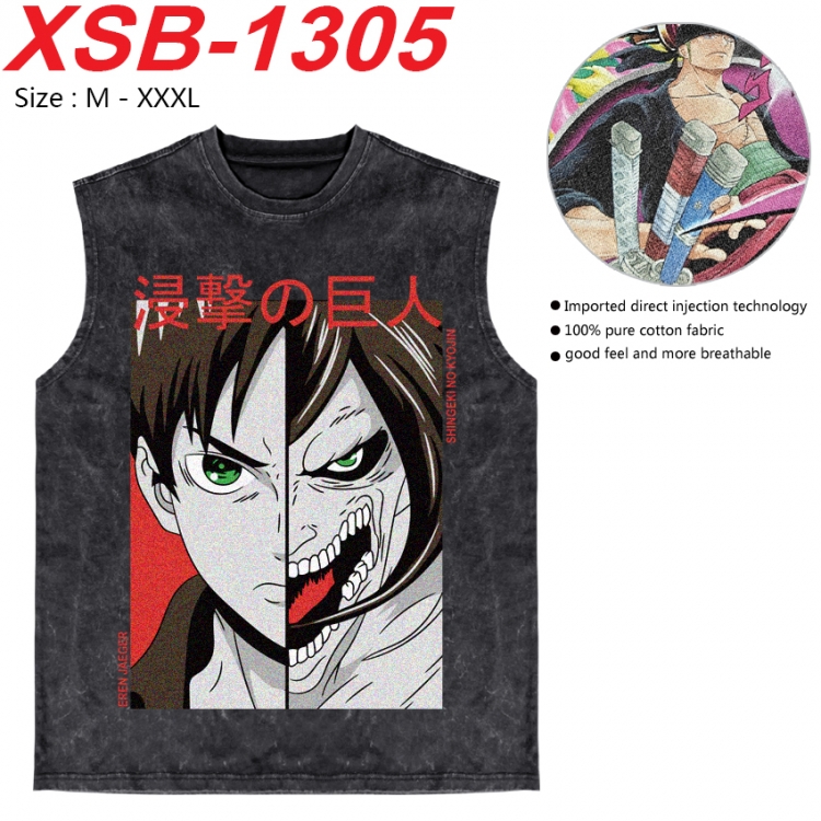 Shingeki no Kyojin Anime pure cotton wash vest T-shirt 250g M-3XL 