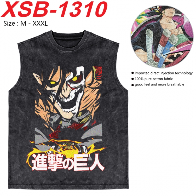 Shingeki no Kyojin Anime pure cotton wash vest T-shirt 250g M-3XL 