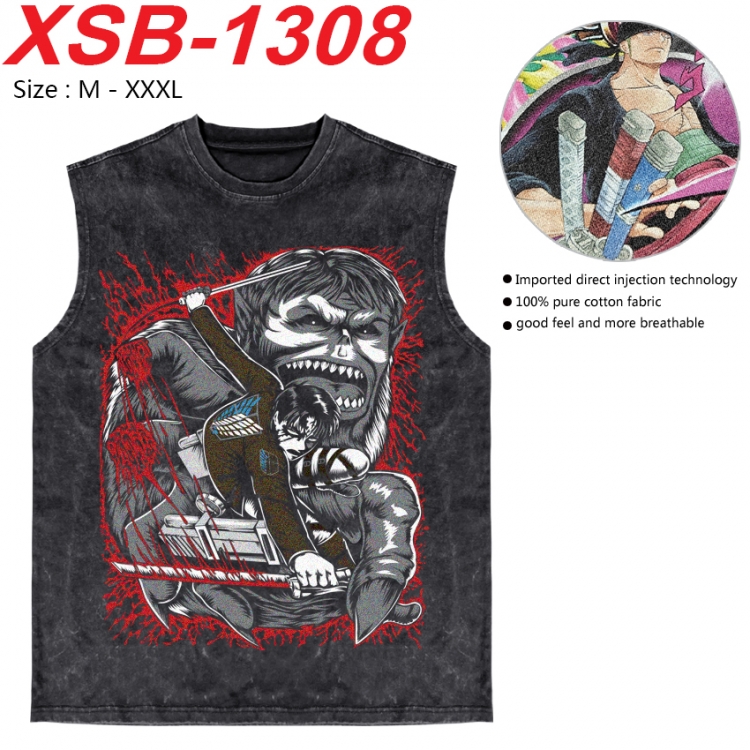 Shingeki no Kyojin Anime pure cotton wash vest T-shirt 250g M-3XL 