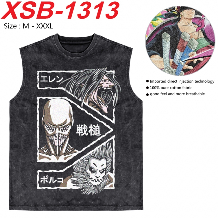 Shingeki no Kyojin Anime pure cotton wash vest T-shirt 250g M-3XL 