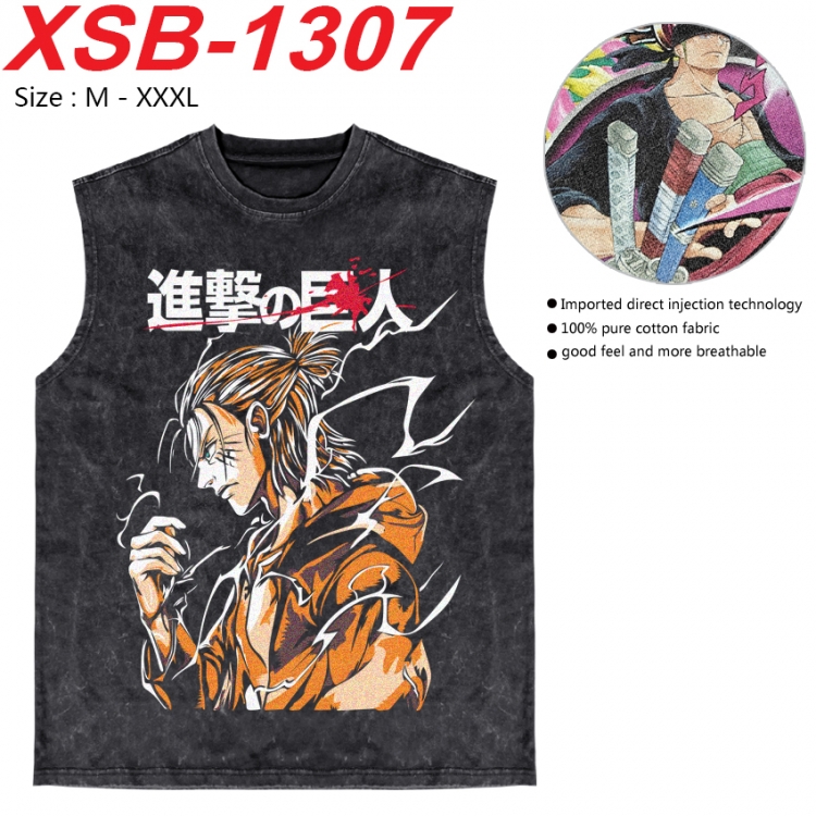 Shingeki no Kyojin Anime pure cotton wash vest T-shirt 250g M-3XL 