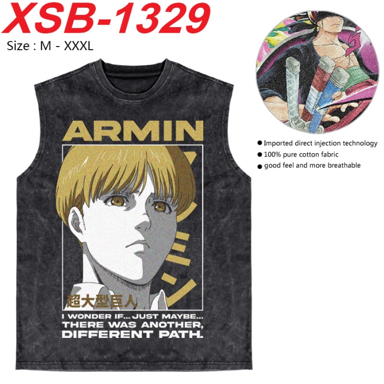 Shingeki no Kyojin Anime pure cotton wash vest T-shirt 250g M-3XL 