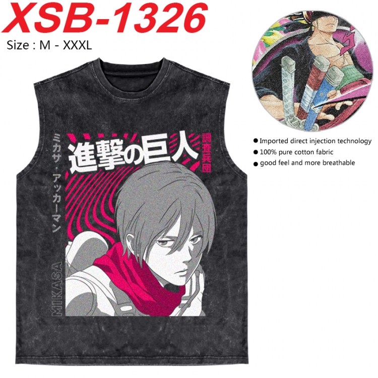 Shingeki no Kyojin Anime pure cotton wash vest T-shirt 250g M-3XL 