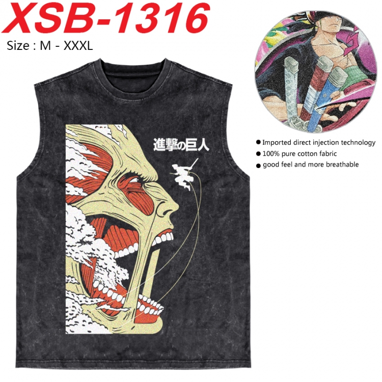 Shingeki no Kyojin Anime pure cotton wash vest T-shirt 250g M-3XL 