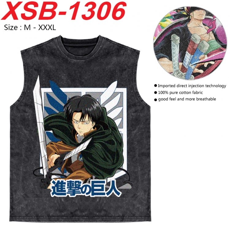 Shingeki no Kyojin Anime pure cotton wash vest T-shirt 250g M-3XL 