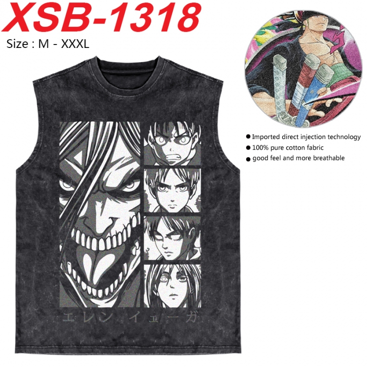 Shingeki no Kyojin Anime pure cotton wash vest T-shirt 250g M-3XL 