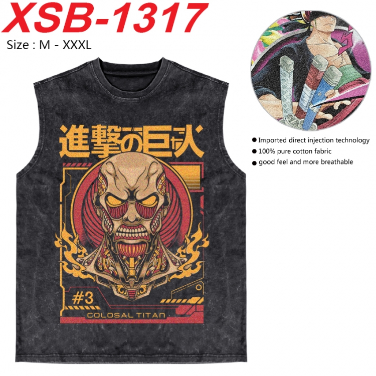 Shingeki no Kyojin Anime pure cotton wash vest T-shirt 250g M-3XL 