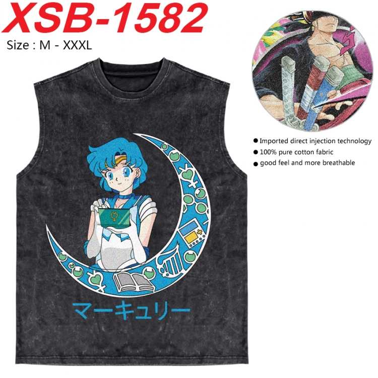 sailormoon Anime pure cotton wash vest T-shirt 250g M-3XL  XSB-1582