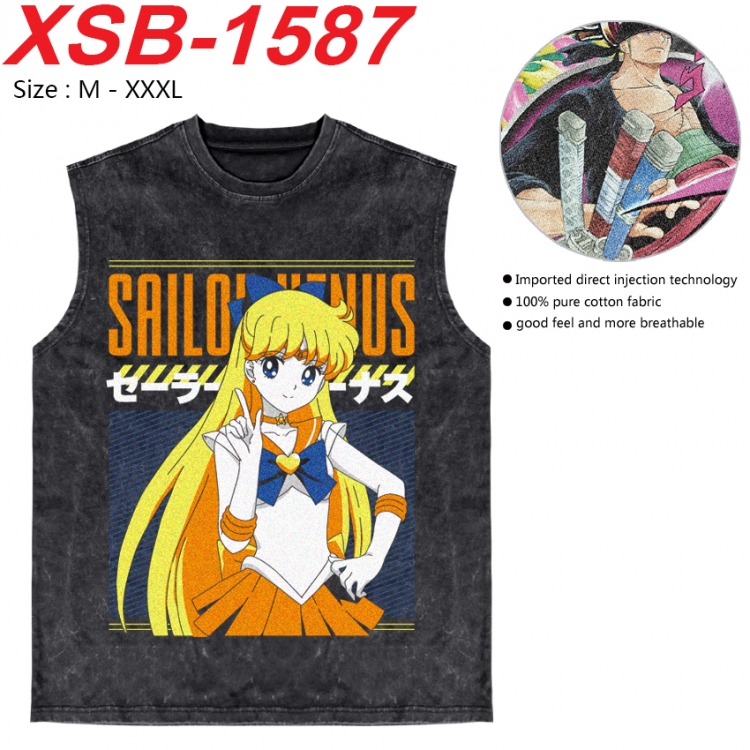 sailormoon Anime pure cotton wash vest T-shirt 250g M-3XL   XSB-1587