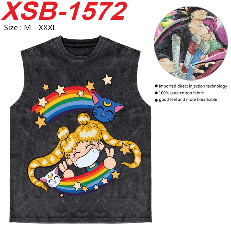 sailormoon Anime pure cotton wash vest T-shirt 250g M-3XL  XSB-1572