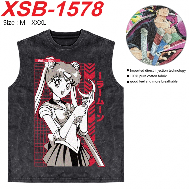 sailormoon Anime pure cotton wash vest T-shirt 250g M-3XL XSB-1578