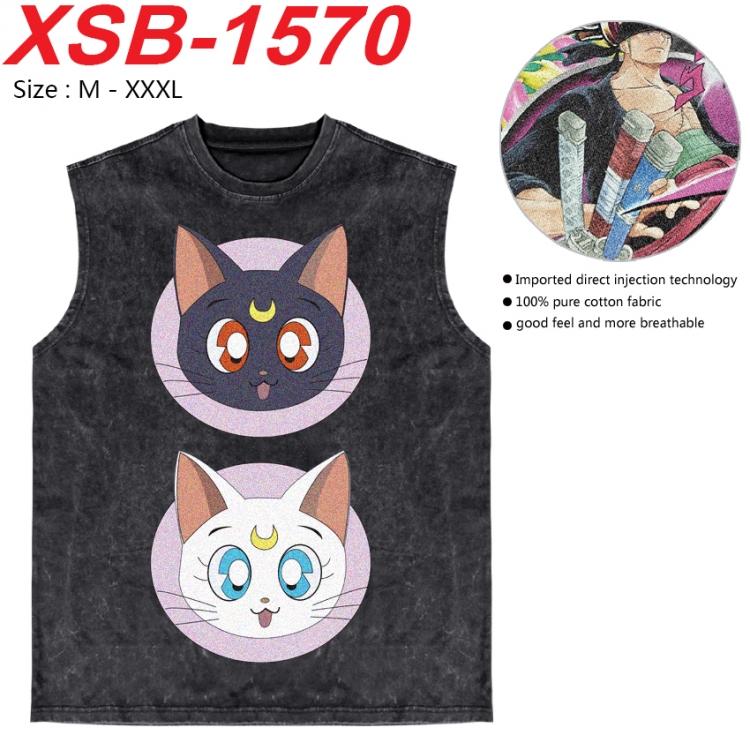 sailormoon Anime pure cotton wash vest T-shirt 250g M-3XL   XSB-1570