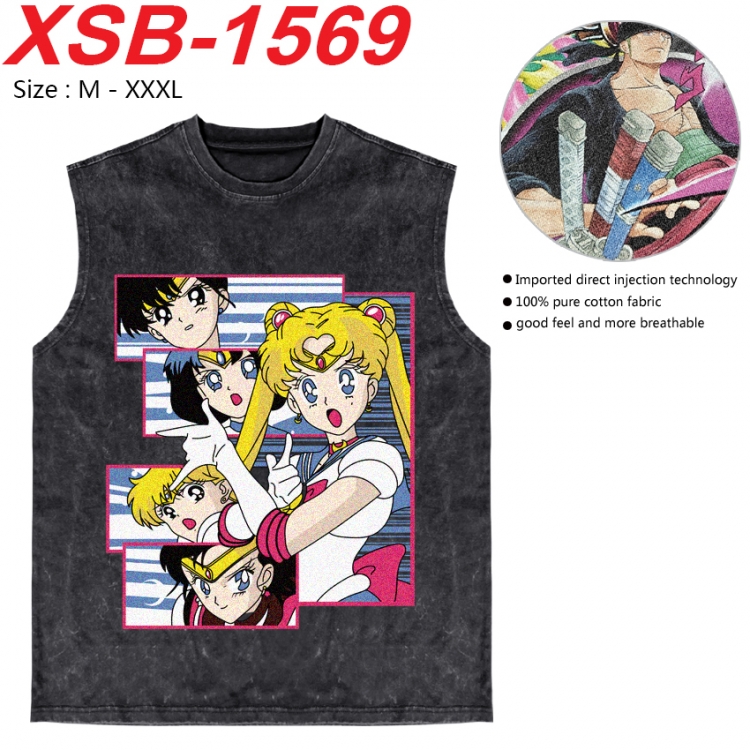 sailormoon Anime pure cotton wash vest T-shirt 250g M-3XL   XSB-1569