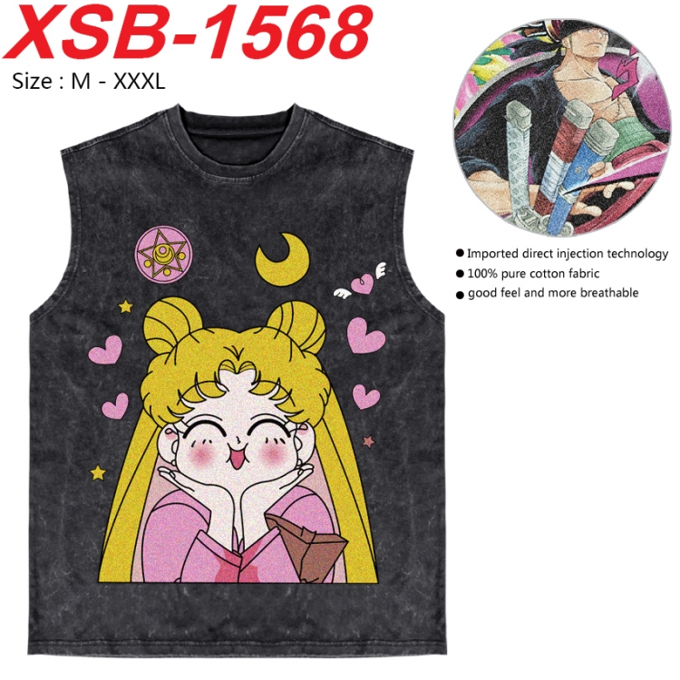 sailormoon Anime pure cotton wash vest T-shirt 250g M-3XL  XSB-1568