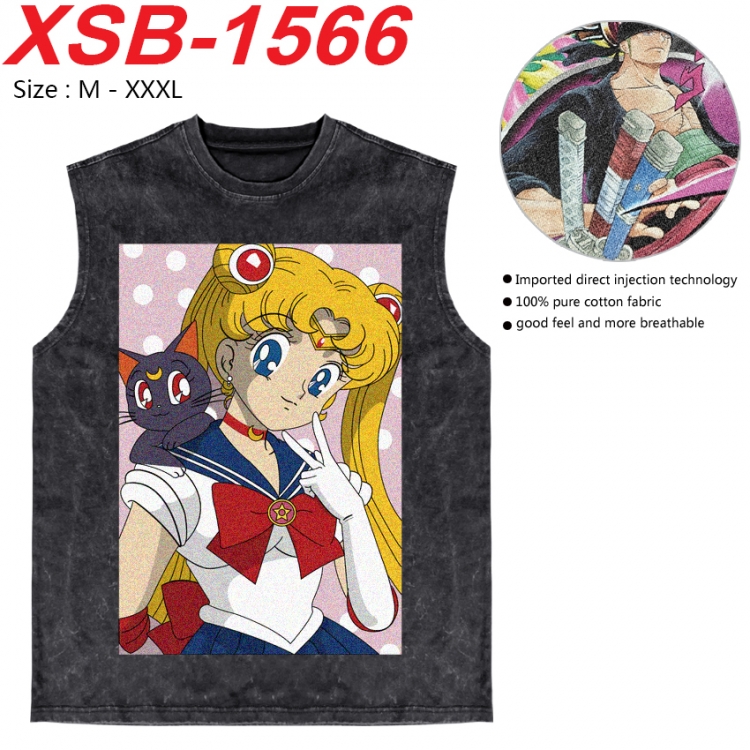 sailormoon Anime pure cotton wash vest T-shirt 250g M-3XL   XSB-1566