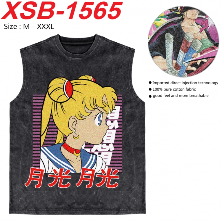 sailormoon Anime pure cotton wash vest T-shirt 250g M-3XL  XSB-1565