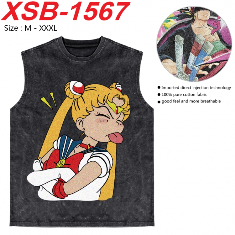 sailormoon Anime pure cotton wash vest T-shirt 250g M-3XL XSB-1567