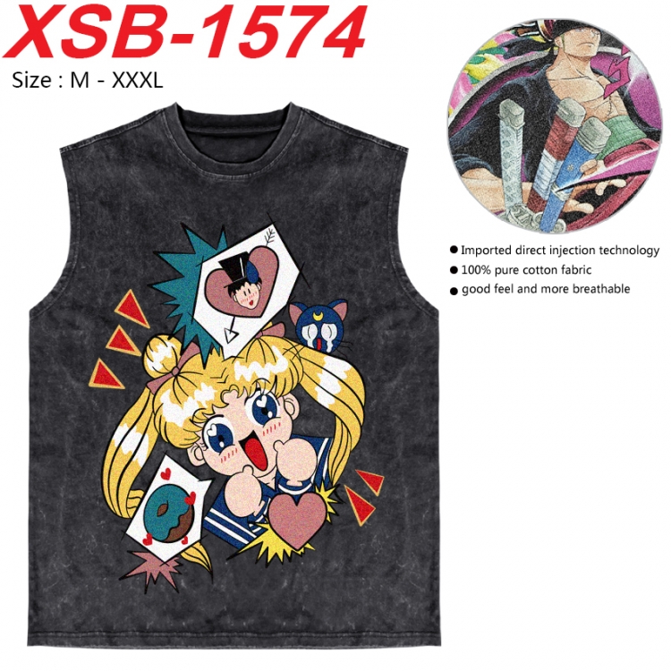 sailormoon Anime pure cotton wash vest T-shirt 250g M-3XL XSB-1574