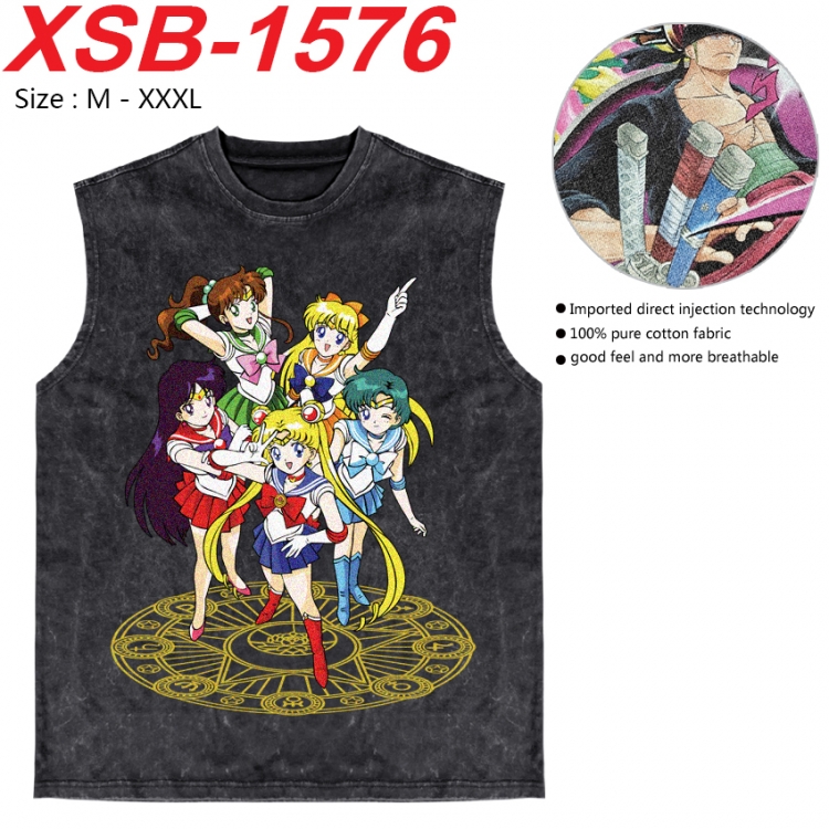 sailormoon Anime pure cotton wash vest T-shirt 250g M-3XL  XSB-1576