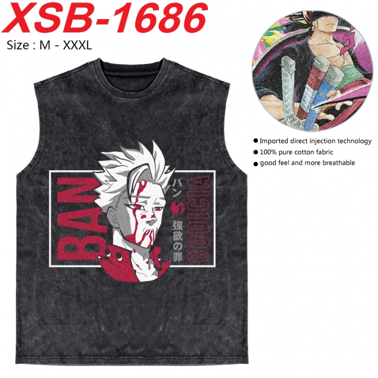 The Seven Deadly Sins Anime pure cotton wash vest T-shirt 250g M-3XL 