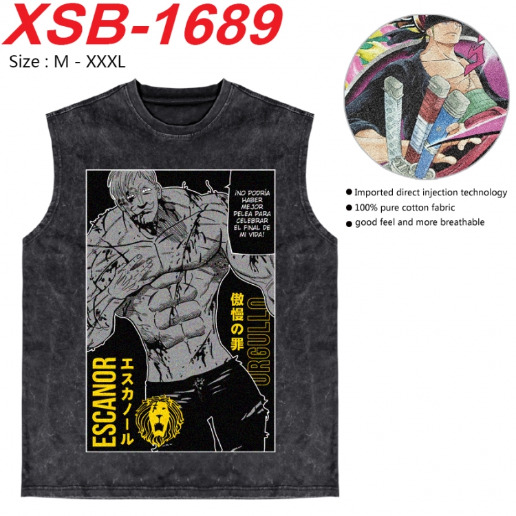 The Seven Deadly Sins Anime pure cotton wash vest T-shirt 250g M-3XL 