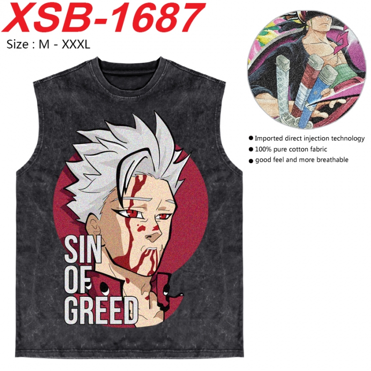 The Seven Deadly Sins Anime pure cotton wash vest T-shirt 250g M-3XL 