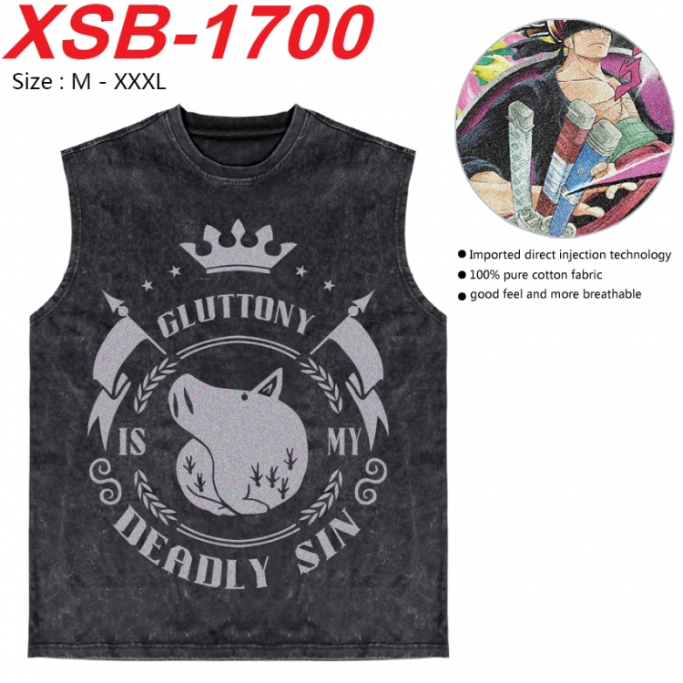 The Seven Deadly Sins Anime pure cotton wash vest T-shirt 250g M-3XL 