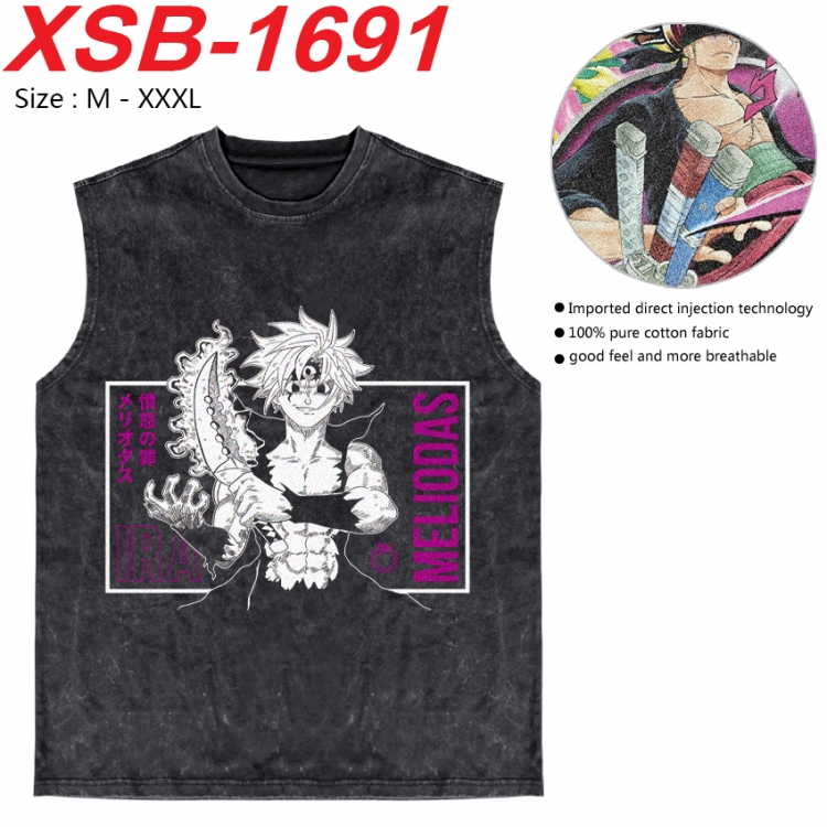 The Seven Deadly Sins Anime pure cotton wash vest T-shirt 250g M-3XL 