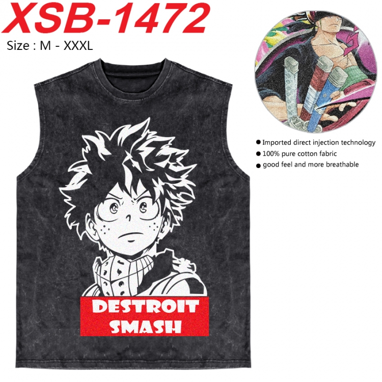 My Hero Academia Anime pure cotton wash vest T-shirt 250g M-3XL 