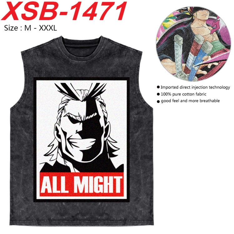 My Hero Academia Anime pure cotton wash vest T-shirt 250g M-3XL 