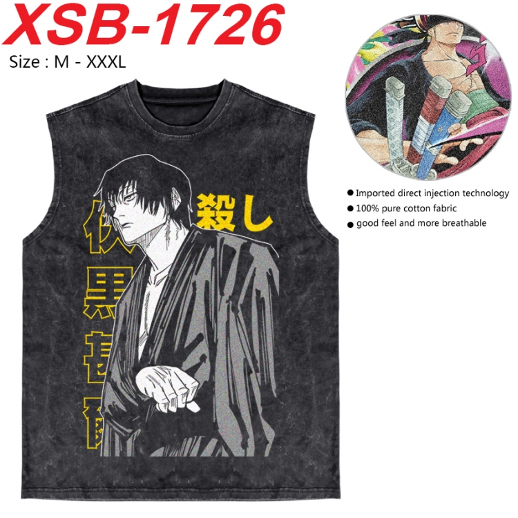 Jujutsu Kaisen Anime pure cotton wash vest T-shirt 250g M-3XL 