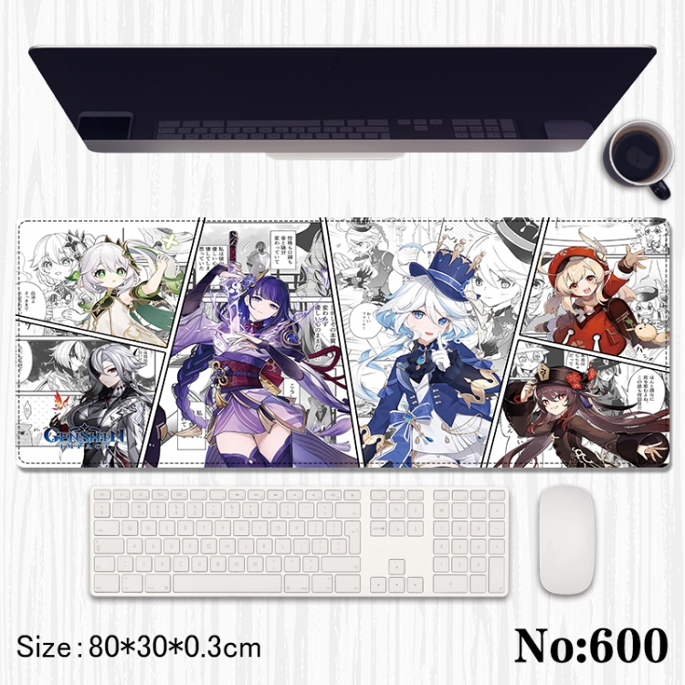 Genshin Impact Anime peripheral computer mouse pad office desk pad multifunctional pad 80X30X0.3cm