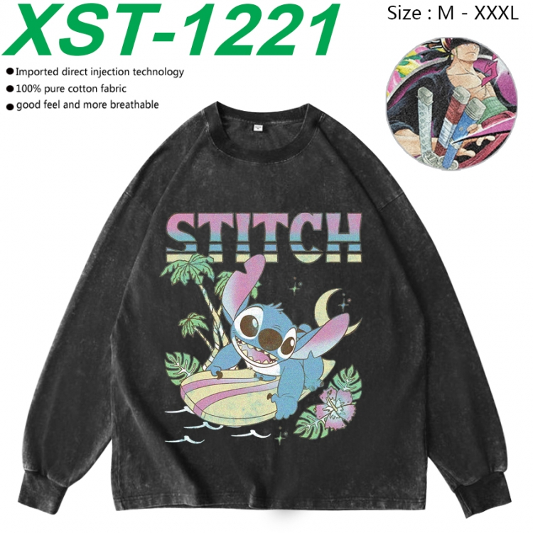  Lilo & Stitch Anime washing water pure cotton long sleeved sweatshirt from M to 3XL