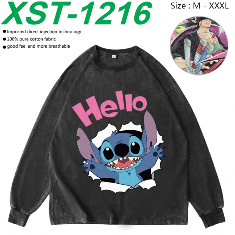  Lilo & Stitch Anime washing water pure cotton long sleeved sweatshirt from M to 3XL