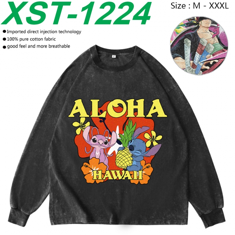  Lilo & Stitch Anime washing water pure cotton long sleeved sweatshirt from M to 3XL