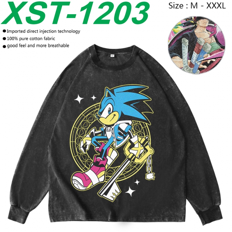 Sonic The Hedgehog Anime washing water pure cotton long sleeved sweatshirt from M to 3XL