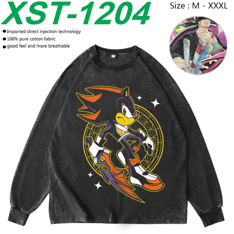 Sonic The Hedgehog Anime washing water pure cotton long sleeved sweatshirt from M to 3XL