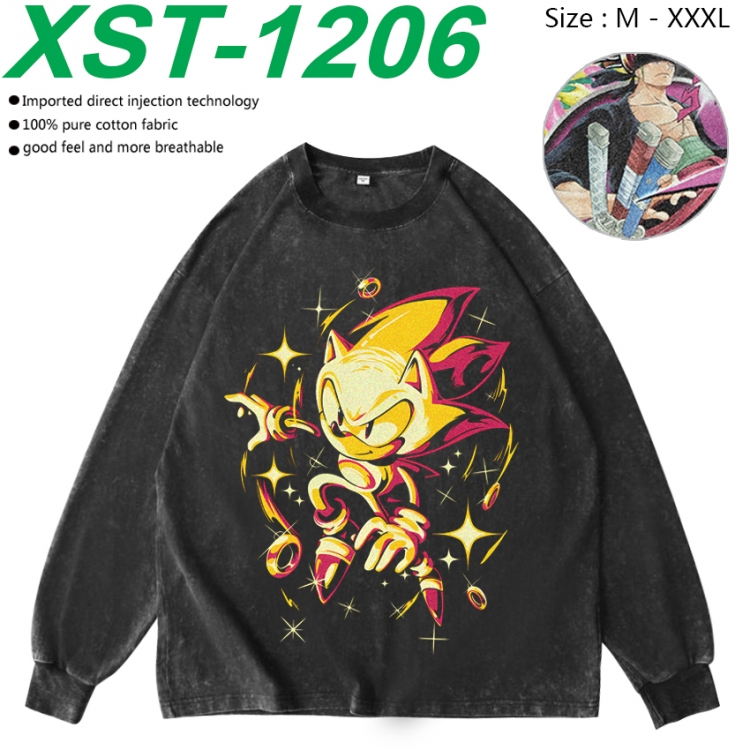 Sonic The Hedgehog Anime washing water pure cotton long sleeved sweatshirt from M to 3XL